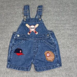 Blue Denim Overalls with Sports Patches